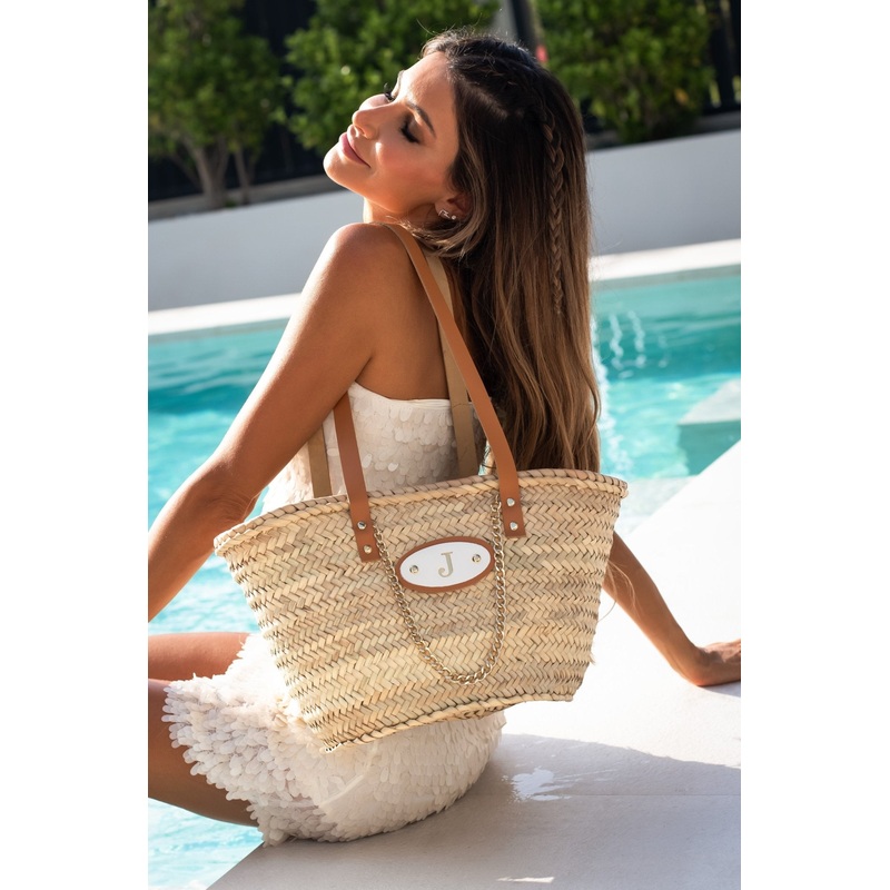 The Marcia Straw Initial Tote