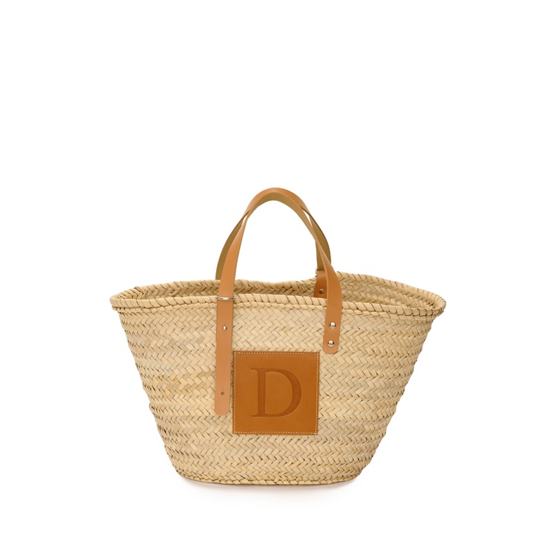 The Patchwork Straw Initial Shopper
