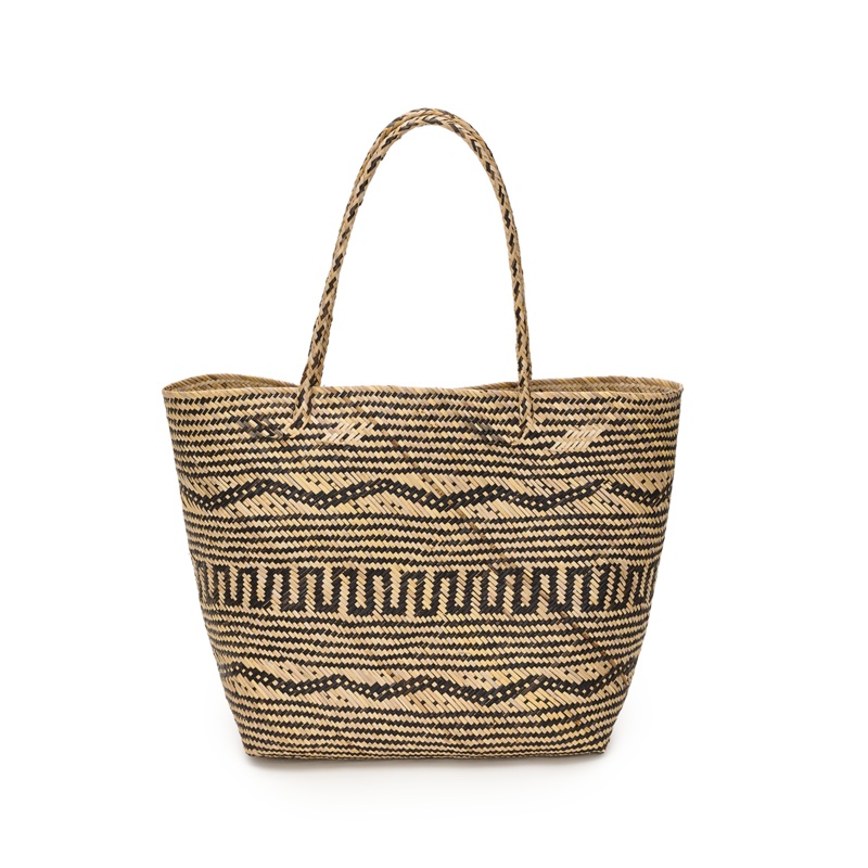 The Patterned Straw Beach Tote