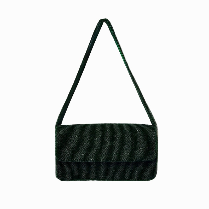 The Beaded Shoulder Bag – Forest Green