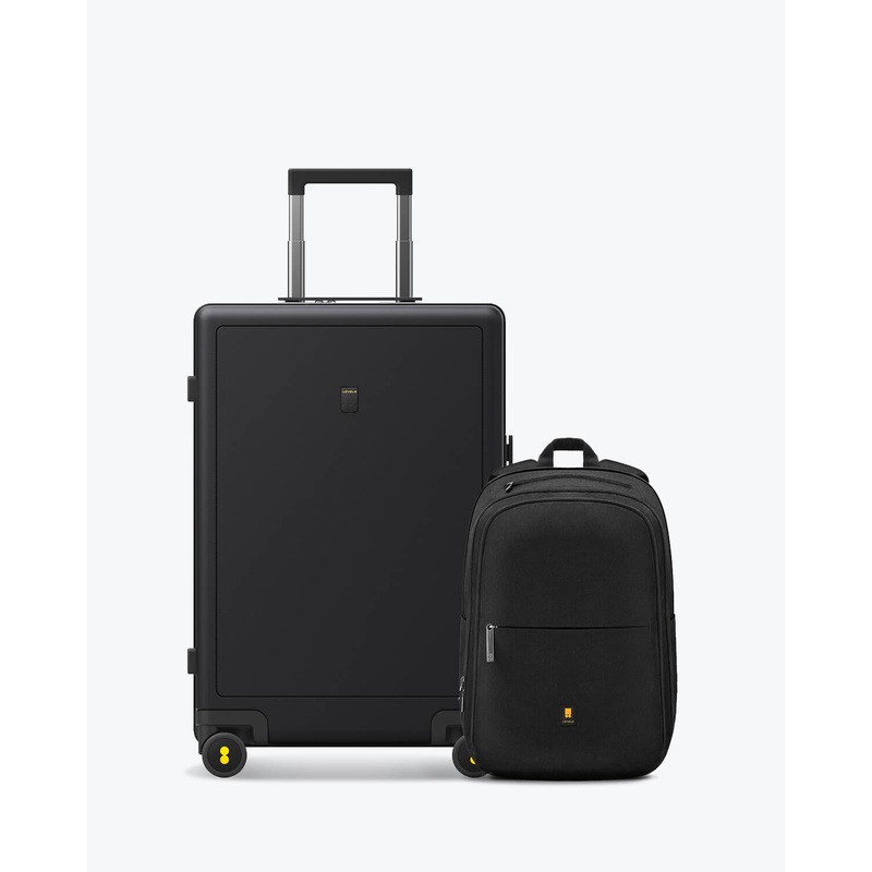 Atlas Pro Backpack and Textured Luggage Set Black
