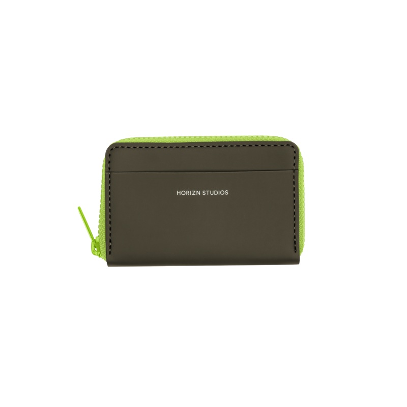 Wallet / Dark Olive / Neon Green