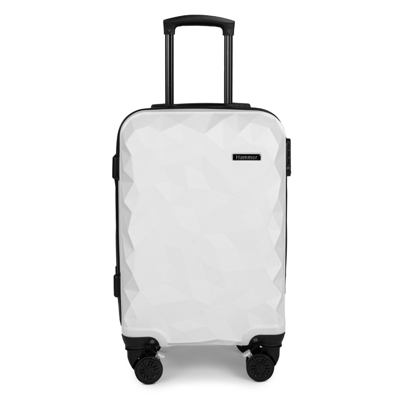 Diamond-Style ABS Luggage  Durable & Stylish Travel Companion 20 White