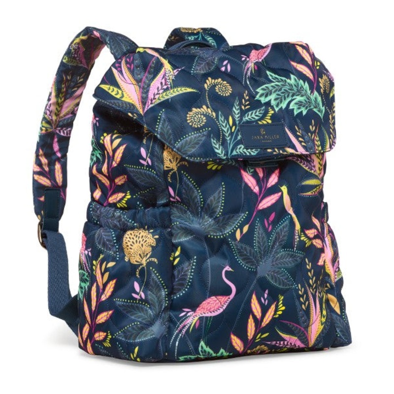 Sara Miller Botanic Paradise Quilted Backpack Navy