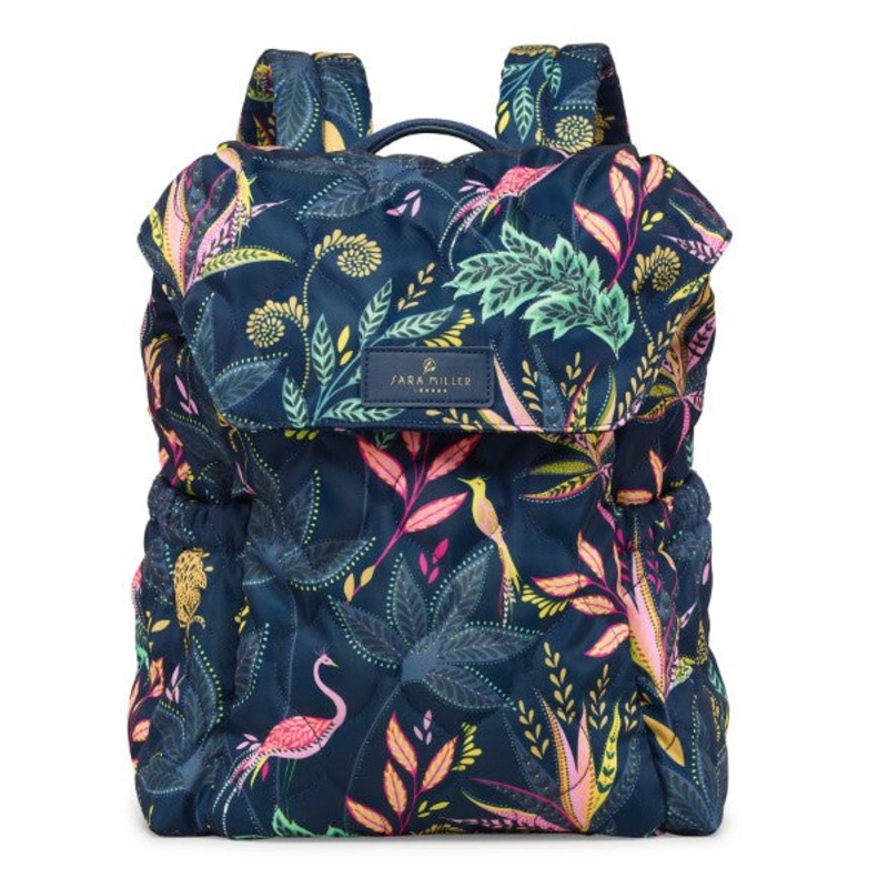 Sara Miller Botanic Paradise Quilted Backpack Navy