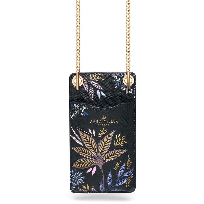 Sara Miller Black Botanic Phone Pouch Black