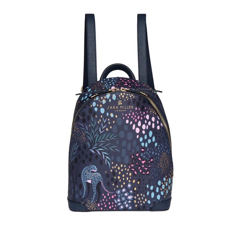 Sara Miller Midnight Leopard Mini Backpack Navy