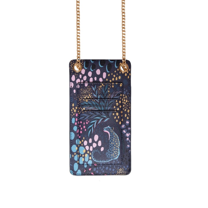 Sara Miller Midnight Leopard Phone Pouch Navy