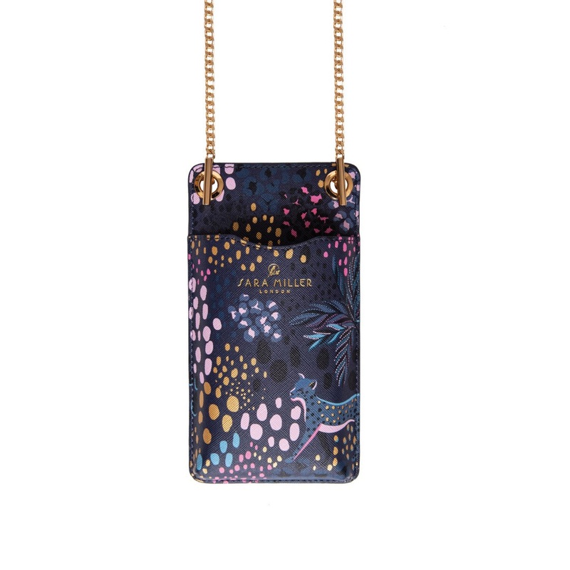 Sara Miller Midnight Leopard Phone Pouch Navy