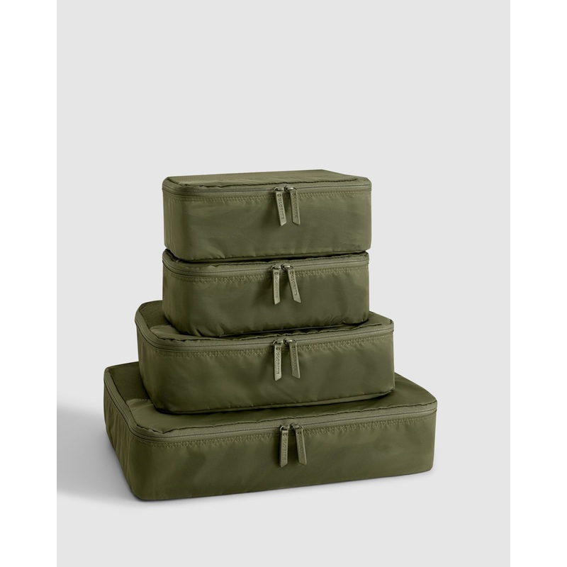 4 Piece Packing Cube Set – Moss Green