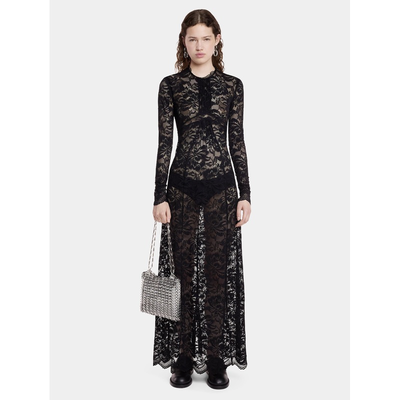 Black long dress in lace