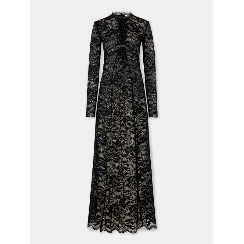 Black long dress in lace