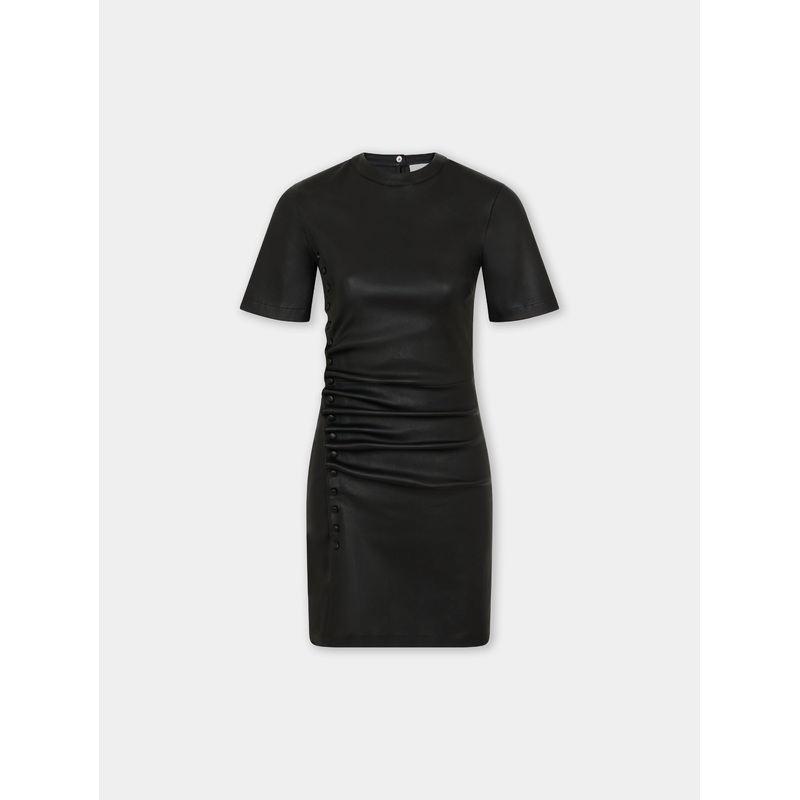 Short gathered dress in lambskin
