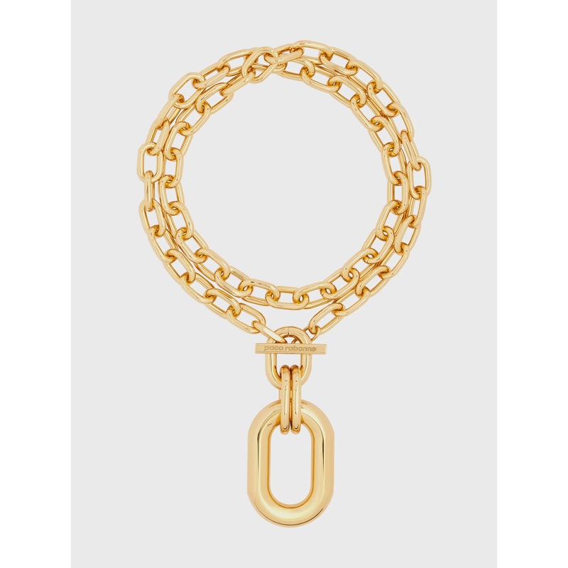 Gold double XL link necklace with pendant