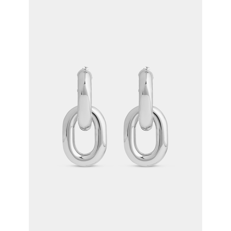 Silver double XL link earrings