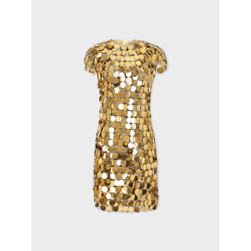 The iconic gold sparkle discs dress