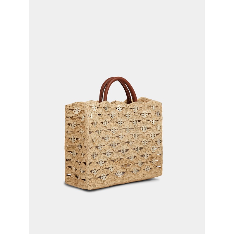 Beige tote bag in raffia
