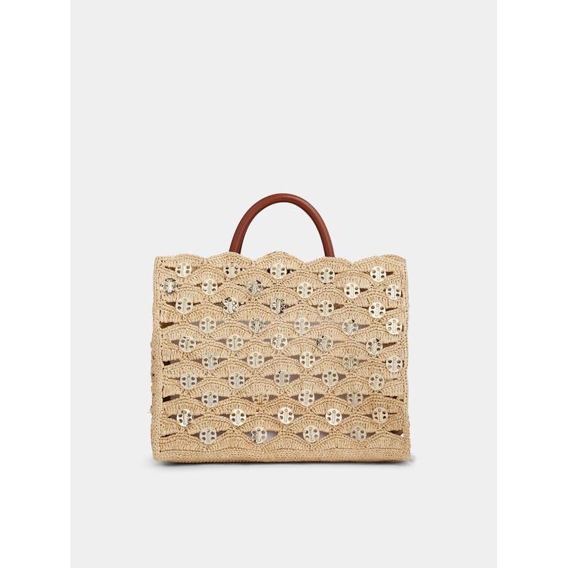 Beige tote bag in raffia