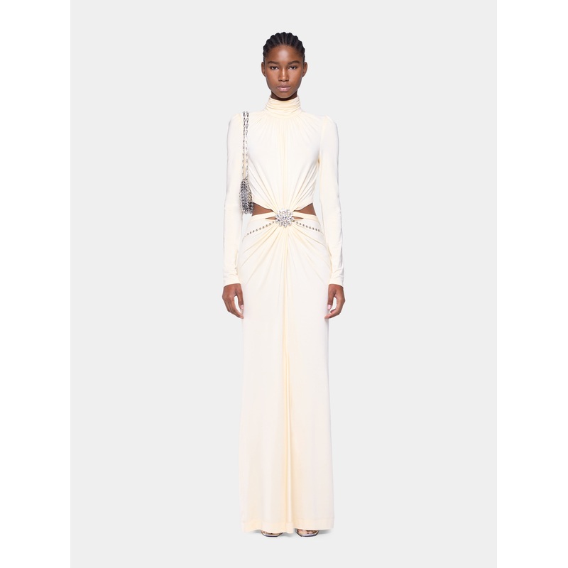 Cream long dress in jersey