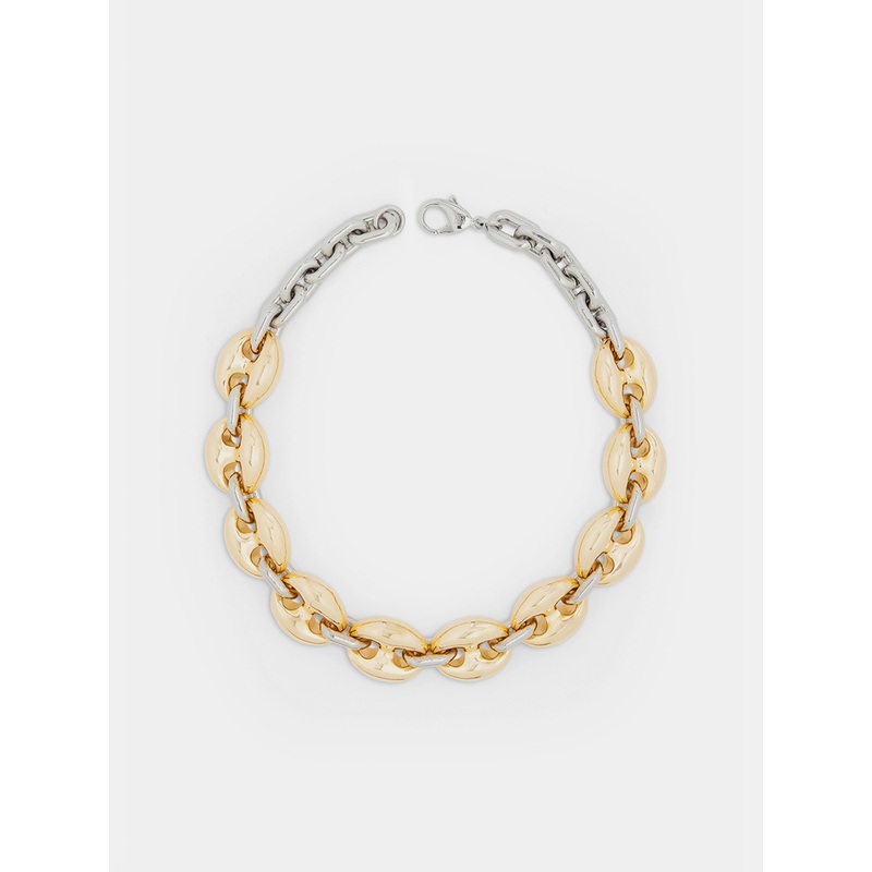 Eight chunky gold/silver necklace