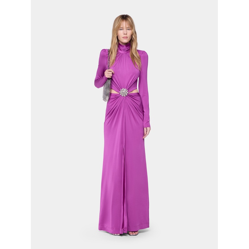 Fuchsia long dress in jersey