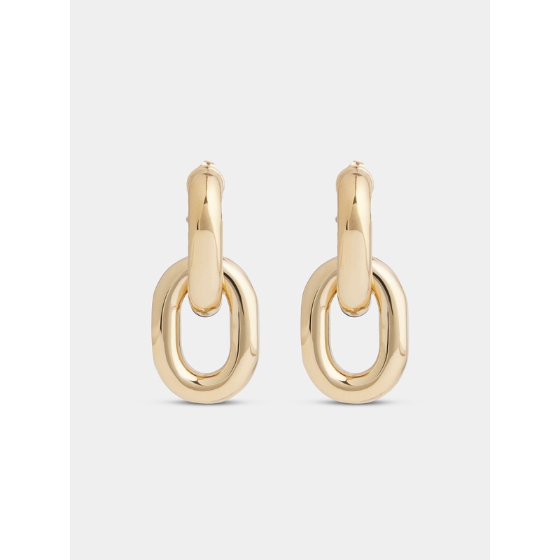 Gold double XL link earrings