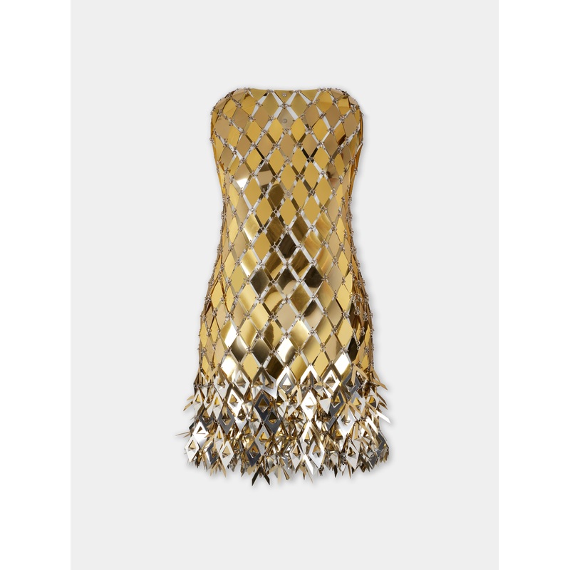 Gold short dress in assembly