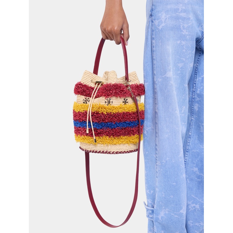 Raffia bucket bag