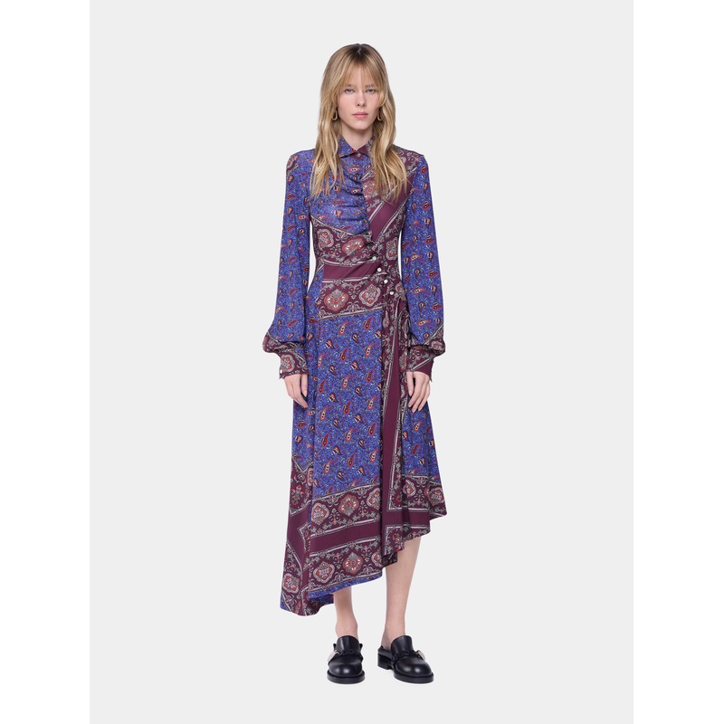 Draped midi dress in printed jersey