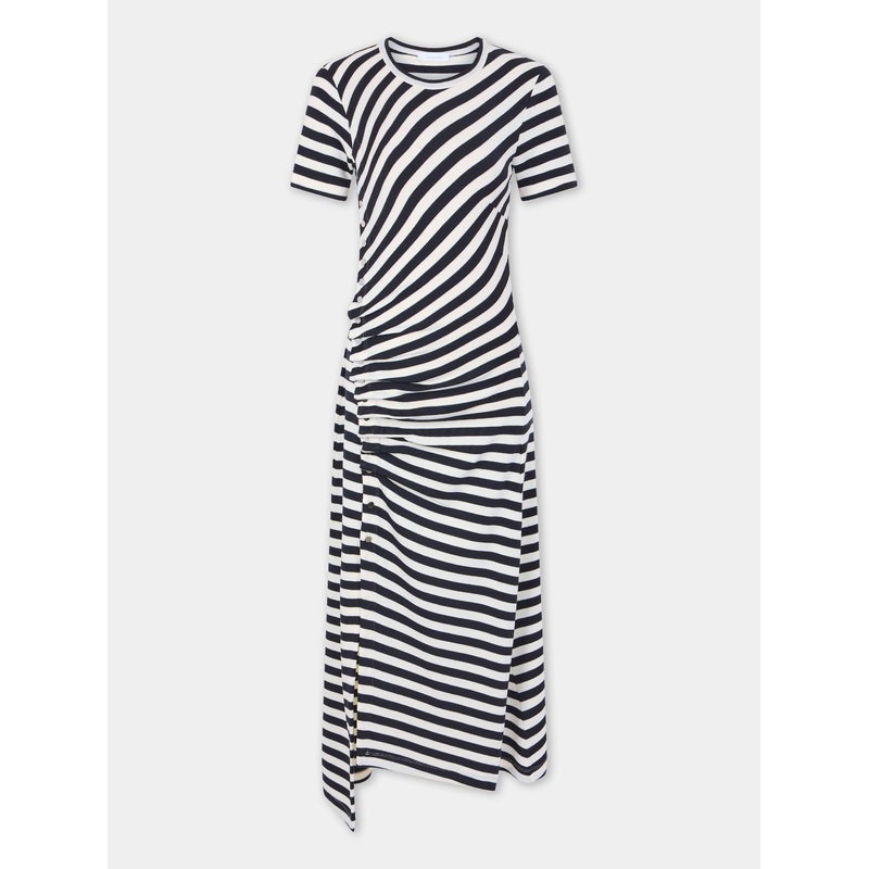 Draped midi dress in wool