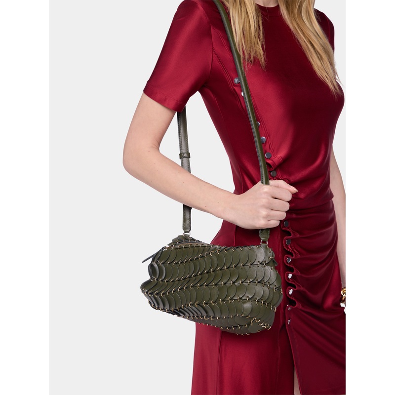 Khaki Paco crossbody leather bag