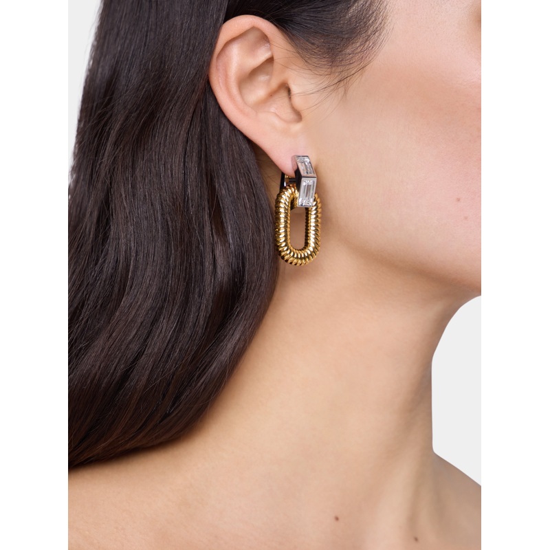 XL link earrings with rhinestones