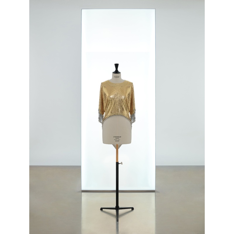 Draped short sleeves tunic made in iconic mesh