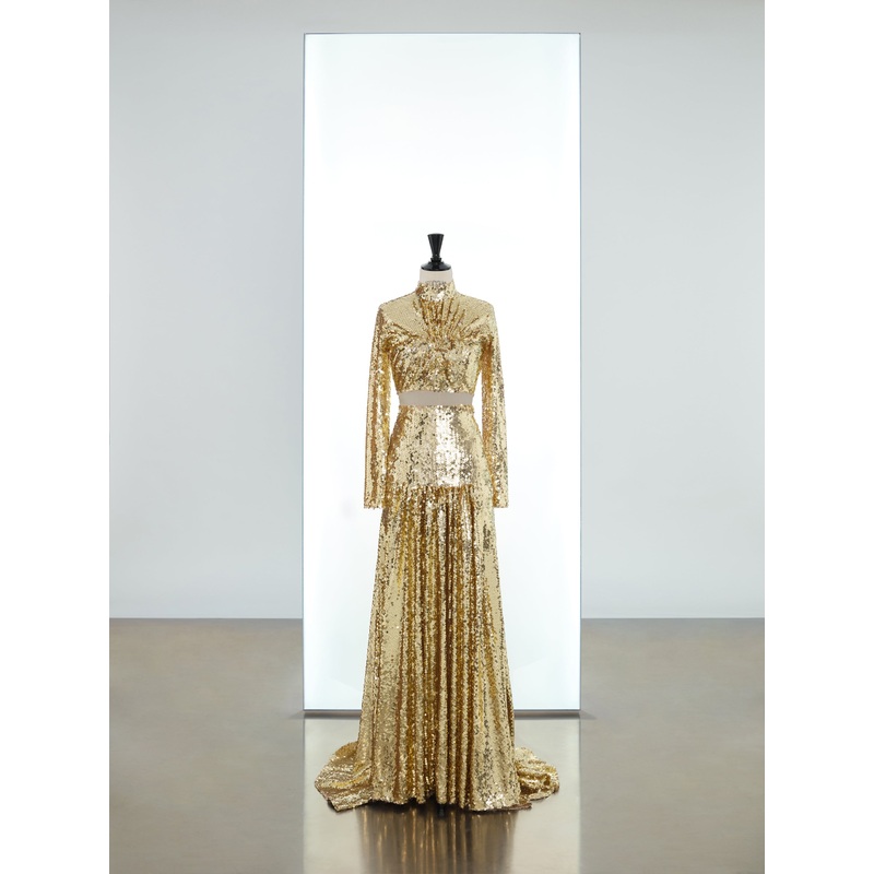 Long draped sequin skirt