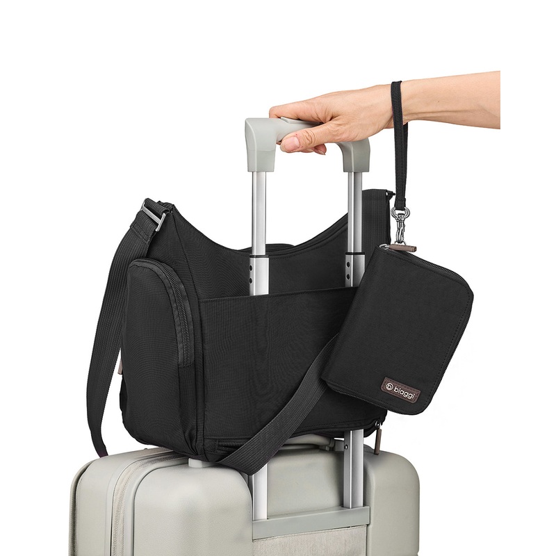 On-The-Go Hobo + Zipsafe Travel Organizer Black