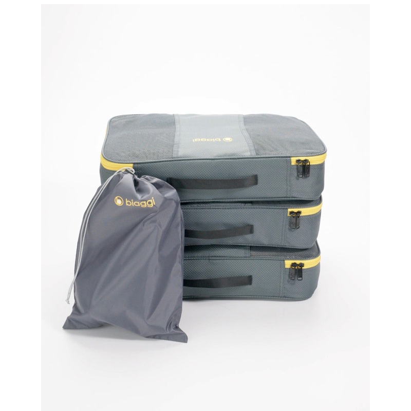 Zipcubes 3 Pack Large+Laundry/Shoe Bag Grey