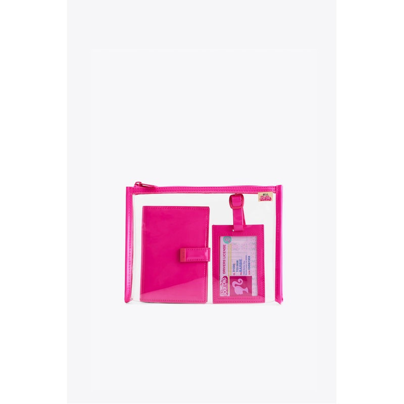 The Passport & Luggage Tag Set in Barbie Pink