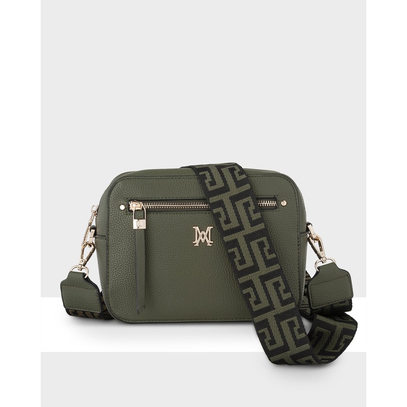 Molly Camera Crossbody Bag + Graphic Bag Strap Olive Green + Black & Olive