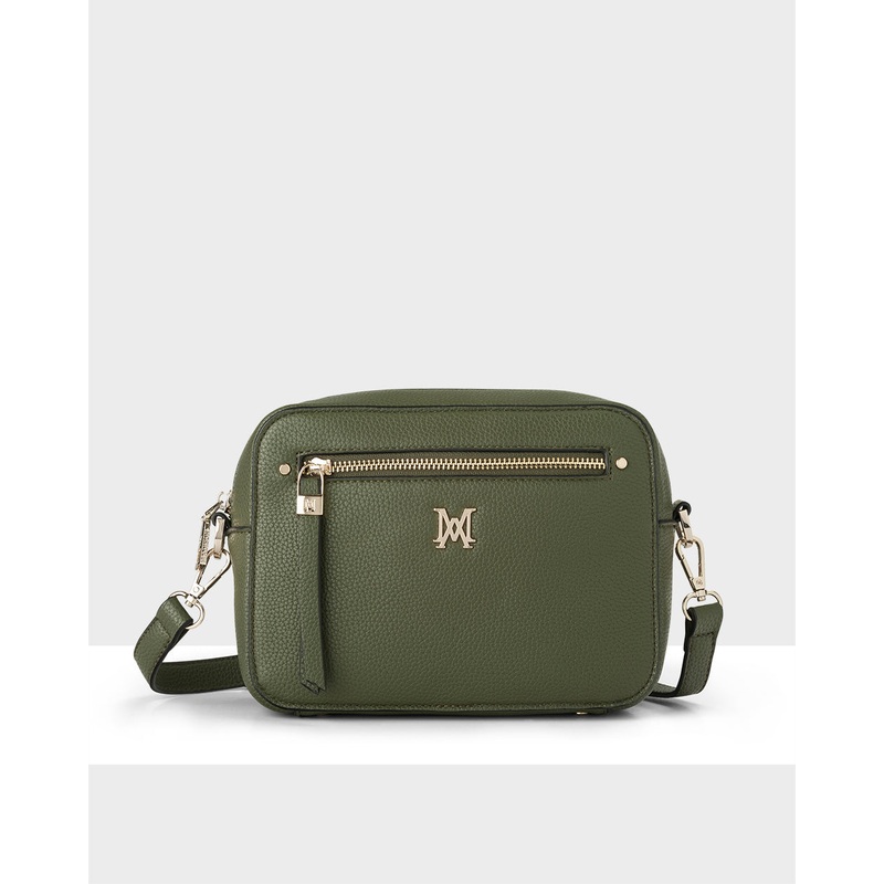 Molly Camera Crossbody Bag With Front Zip Olive Green