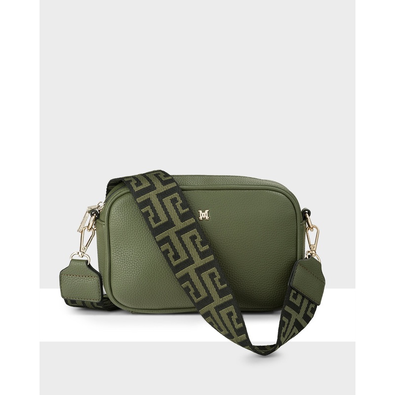 Monica Camera Crossbody Bag + Graphic Bag Strap Olive Green + Black & Olive