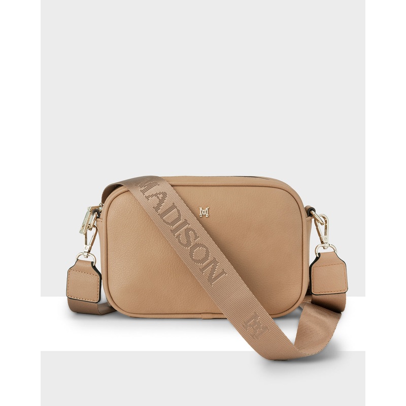 Monica Camera Crossbody Bag + Monogram Bag Strap Caramel