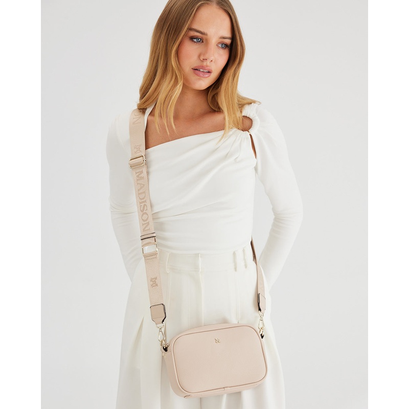 Monica Camera Crossbody Bag + Monogram Bag Strap Nude / Silver Hardware