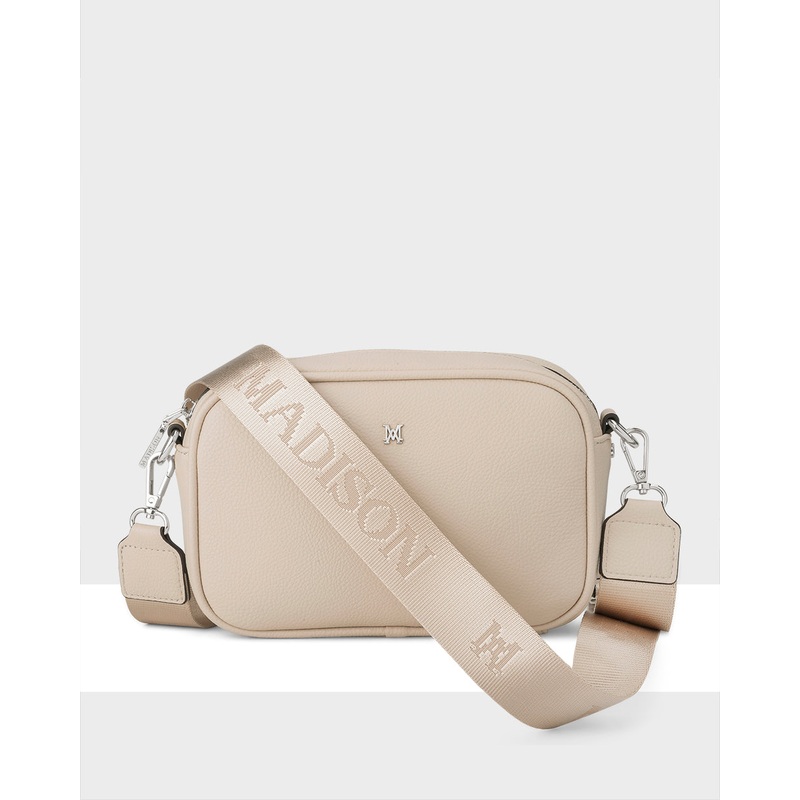 Monica Camera Crossbody Bag + Monogram Bag Strap Nude / Silver Hardware