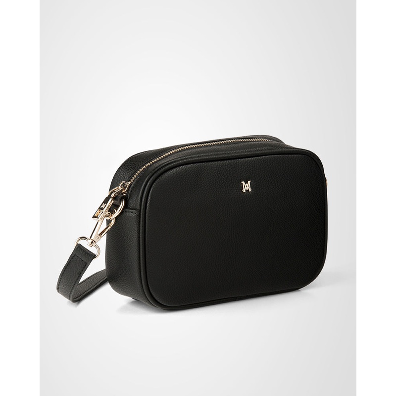 Monica Camera Crossbody Bag + Stripe Bag Strap Black + Black, Red & Stone