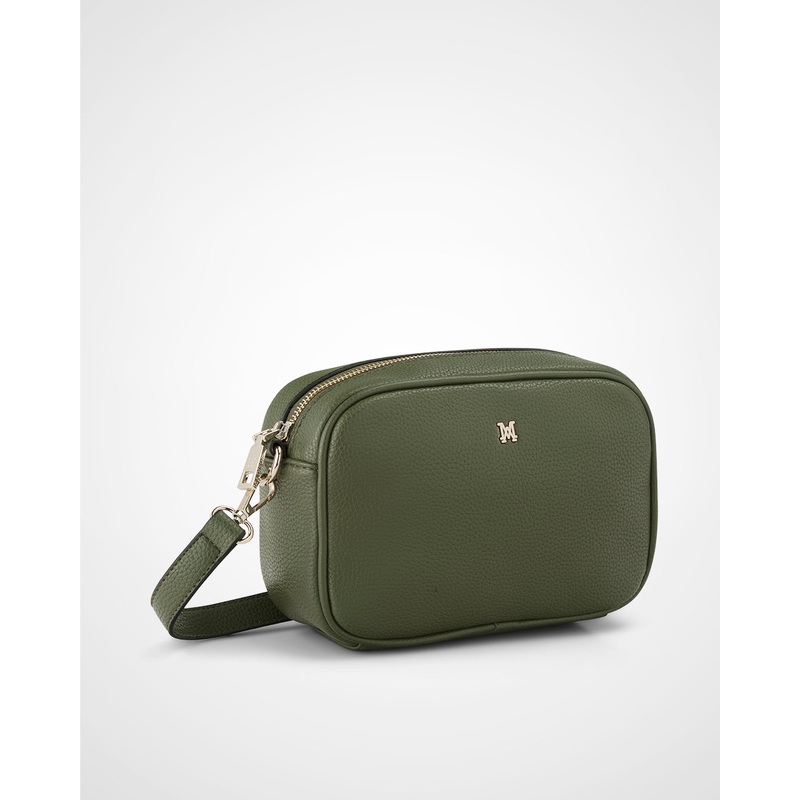 Monica Camera Crossbody Bag + Stripe Bag Strap Olive Green + Olive Stone White Black