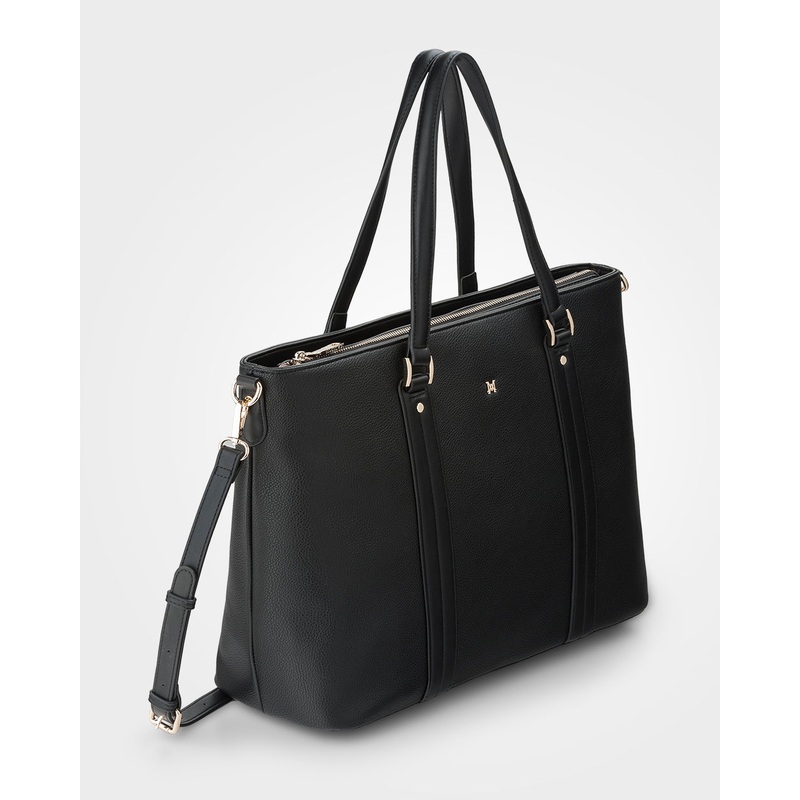 Tara Laptop Tote Work Bag With Crossbody Strap Black
