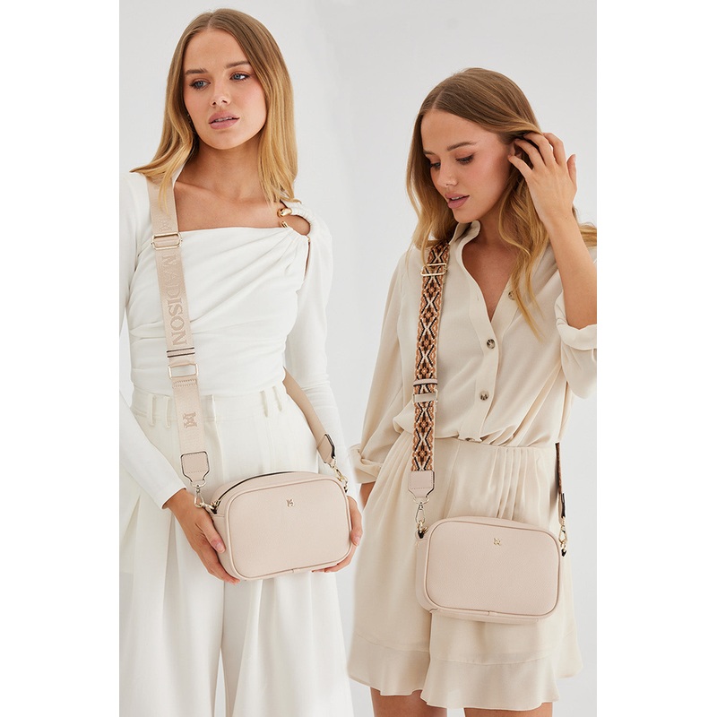 Monica Crossbody Bag & 3 Straps – One Bag 3 Ways Nude + Monogram + Natural & Browns Aztec