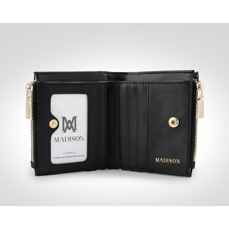 Arabella Small Double Zip Pocket Wallet Black