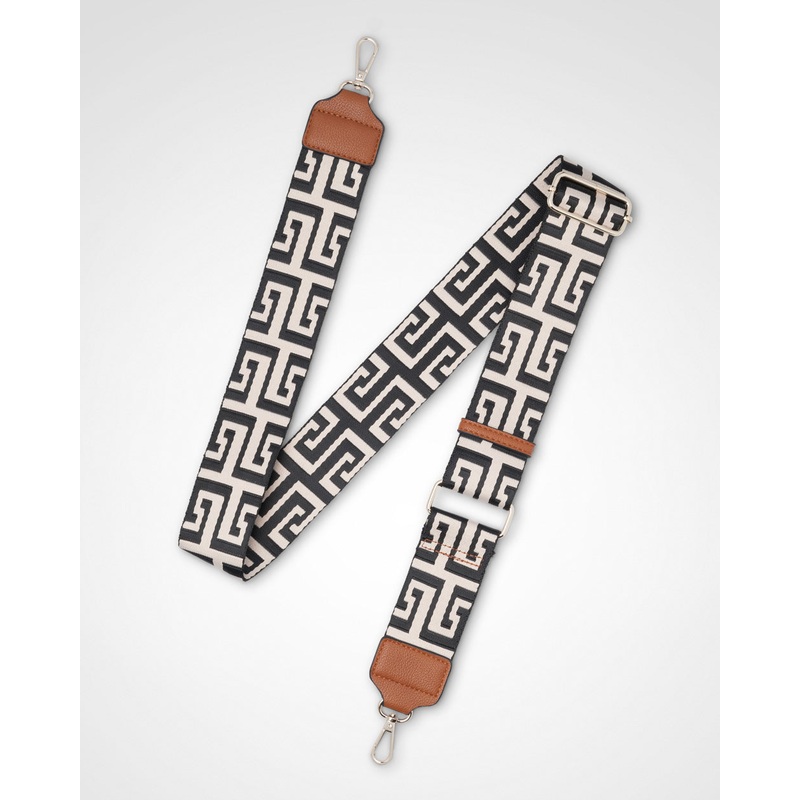 Inga Large Zip Top Tote Bag With Laptop Pocket + Leopard Bag Strap Dk Tan + Black & Stone