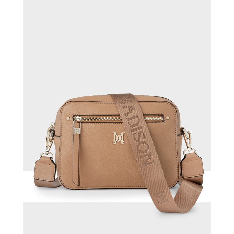Molly Camera Crossbody Bag + Monogram Bag Strap Caramel + Caramel
